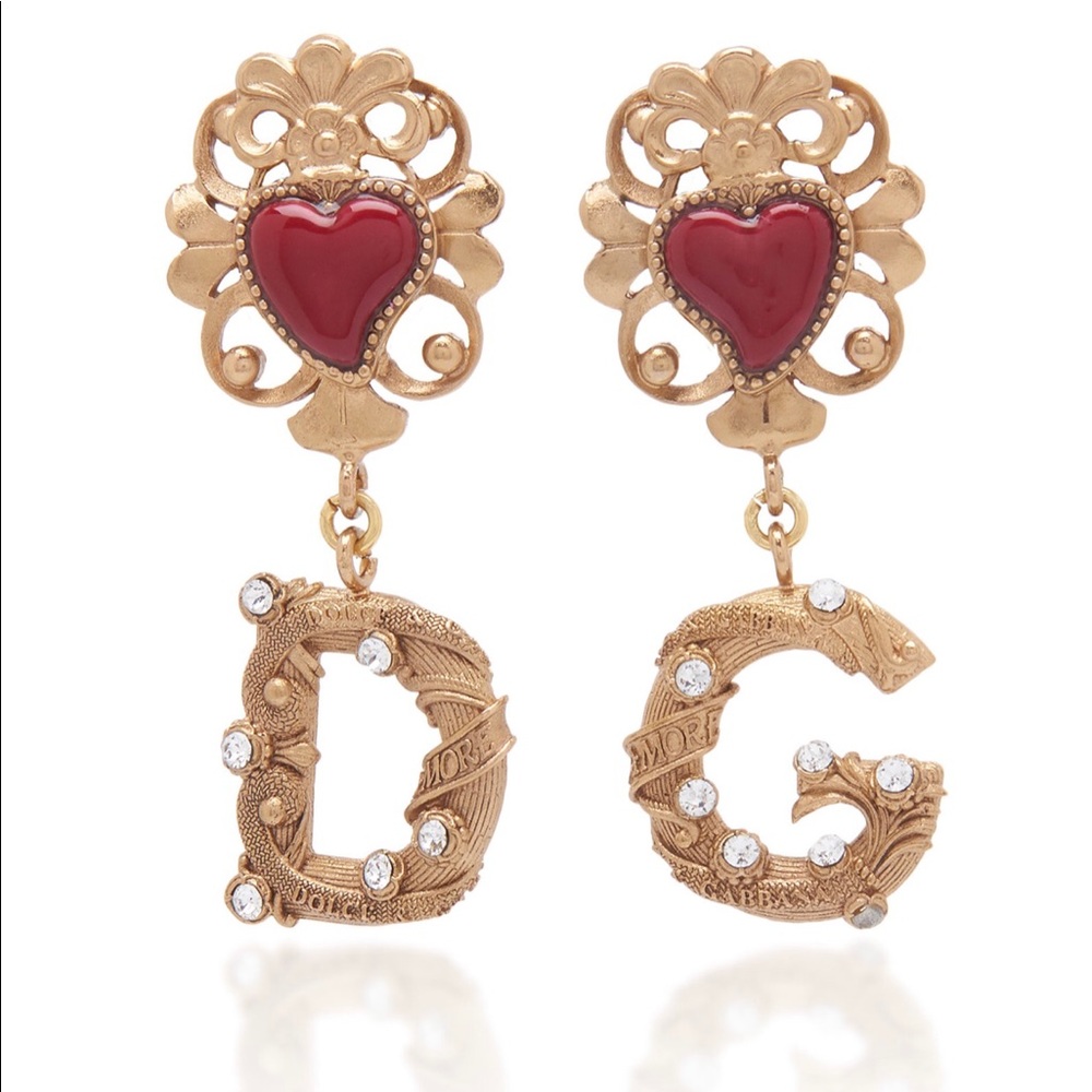 Dolce&Gabbana Cuori DG Gold-Tone Crystal Earrings